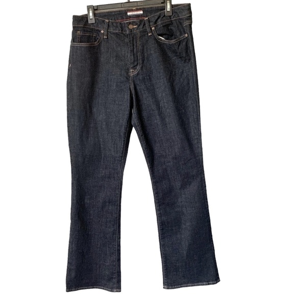 𝅺TOMMY HILFIGER Curve Bootcut Very Dark Wash Jeans Size 12 Inseam 32 - Picture 1 of 8